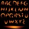 Fire Letters. Burning Font. Glowing Alphabet. Vector