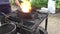 Fire, live coals and blacksmith\'s tools. Handmade products.