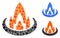 Fire location Mosaic Icon of Round Dots