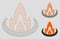 Fire Location Vector Mesh 2D Model and Triangle Mosaic Icon