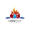 Fire logo and water drop design combination, Hot icons