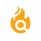 Fire and magnify glass logo template, burning lup icon, find the fire concept - Vector