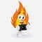 Fire mascot and background with camera pose