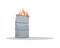 Fire in metal barrel semi flat RGB color vector illustration