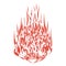 Fire in outline style. Big flame. Bright flaming elements