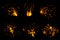 Fire particles. Glowing effects with little flame parts burned sparks decent vector realistic set isolated