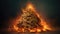 Fire Pile Of Dollars In A Powerful Representation Of Wealth Being Consumed By Fire. Generative AI