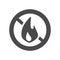 Fire prohibition hazard risk sign icon and stop flame ignition risk warning notice area pictogram vector flat cartoon