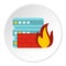 Fire protection in file store icon, flat style