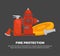 Fire protection promotional poster with special equipment set