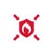 Fire protection, resistance icon with shield