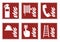 Fire protection signs - emergency pictogram icon set, vector