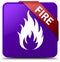 Fire purple square button red ribbon in corner