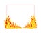 Fire Rectangular Frame with Hot Burning Tongue of Flame and Border Line Vector Illustration