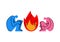 Fire in relationships icon sign. Lovers\\\' quarrel symbol. Two people are sitting with their faces turned away. Pain and