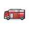 Fire rescue department vehicle in unique minimalist line art illustration premium vector