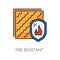 Fire resistant wall insulation outline icon