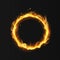 Fire ring. Realistic burning fiery circus circle hot hoop warm fire blazing effect red flaming isolated vector