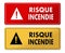 Fire Risk warning panels in French translation