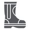 Fire rubber boots glyph icon, fireman and clothes, firefighter boots sign, vector graphics, a solid pattern on a white