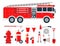 Fire safety equipment emergency tools firefighter safe danger accident protection vector illustration.