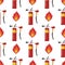 Fire safety equipment emergency tools firefighter seamless pattern safe danger accident protection vector illustration.