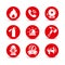 Fire safety icons set. Fire emergency icons set. Vector signs