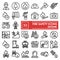 Fire safety line icon set, emergency symbols collection, vector sketches, logo illustrations, urgency signs linear