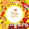 Fire safety round pattern vector illustration. Firefighting equipment and tools firehose hydrant, alarm, bollard and