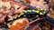 Fire salamander in the nature between the autumn leaves