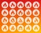 Fire shape carved flat icons vector set