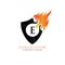 Fire shield E Letter Logo