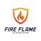 Fire Shield Logo Design Vector Template. Shield Fire Logo Concept. Icon Symbol