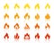 Fire silhouette flame icons bonfire vector set