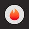 Fire simple icon on circle, gradient color flame sign
