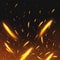 Fire sparks flying. Firestorm texture. Sparks charcoal. on transparent background. Vector illustration.