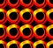 Fire spirals in orange and red colors, seamless patterns on black background. Vivid contrasting background.