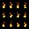 Fire sprite sheet. Cartoon vector flame game animation