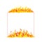 Fire Square Frame with Hot Burning Tongue of Flame and Border Line Vector Illustration