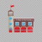 Fire station building in flat style on a transparent background Vector illustration. Service to combat emergencies, fire