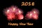 The fire text Happy new year 2018 and fireworks