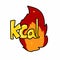 fire and text Kcal cartoon on white background