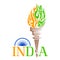 Fire torch with India tricolo flame
