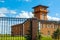 Fire tower. Ancient Central fire tower and fire station building.