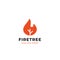 Fire tree logo design. simple flame illustration with twigs line vector icon