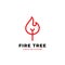 Fire tree simple logo design monoline vector illustration