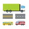 Fire truck car cartoon delivery transport cargo bus logistic vector illustration.