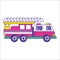 Fire truck icon in trendy flat line style. Bright firefighting v