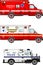 Fire truck, police and ambulance cars on