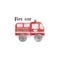 Fire truck Watercolor cute set of fire engine cartoon colorful illustration on white background. Red rescue color. Baby clip art